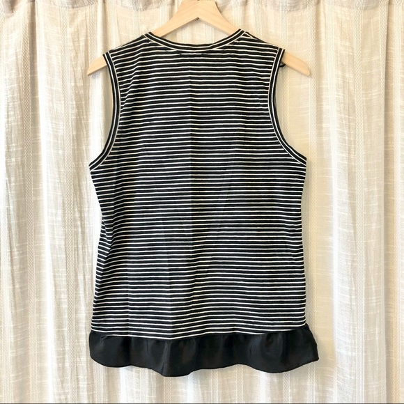 J. Crew Black White Striped Ruffle Tank Top Medium - Picture 5 of 5